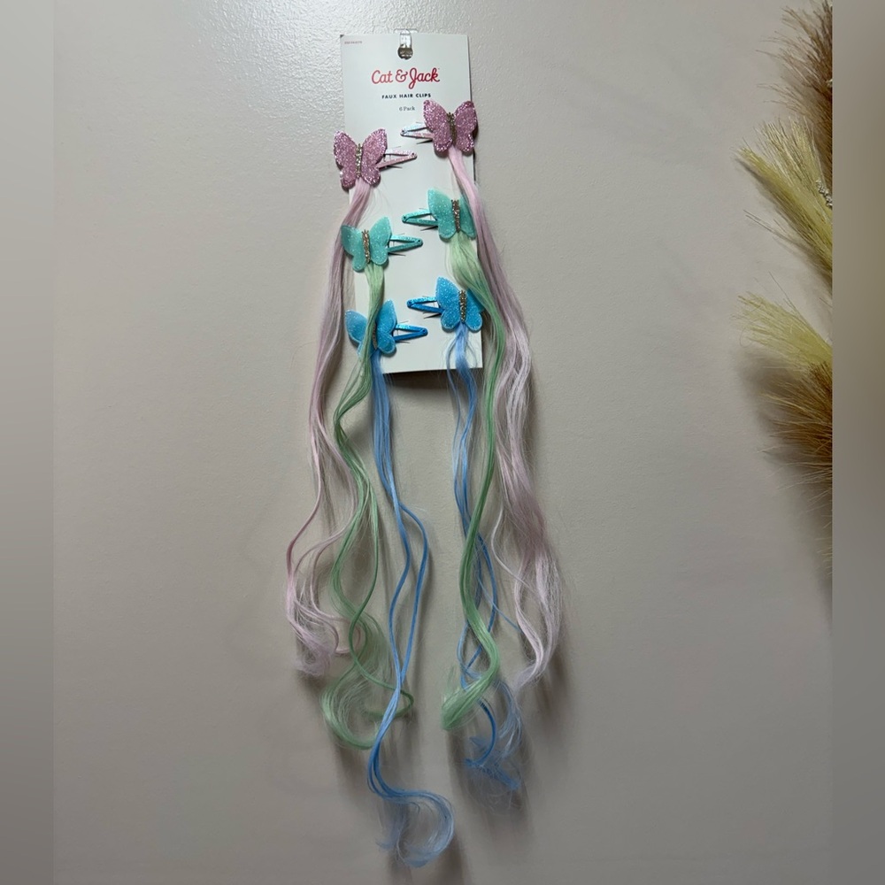 Cat & Jack Butterfly Hair Clips with Pastel Extensions